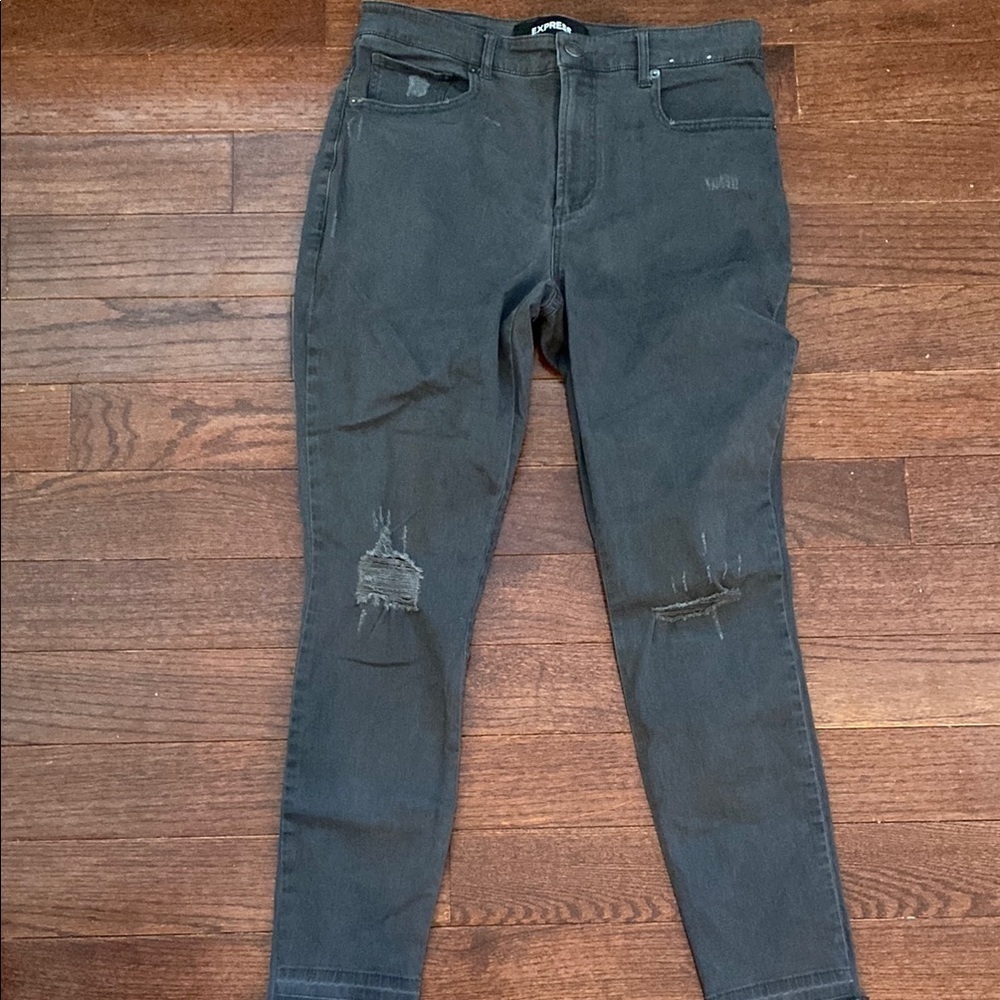 Like new express Distressed Gray Skinny Jeans